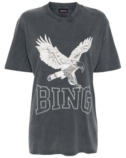 Anine Bing Black T-Shirt mit Logo-Print