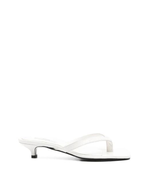 Totême White Croco-Embossed Heeled Flip Flops