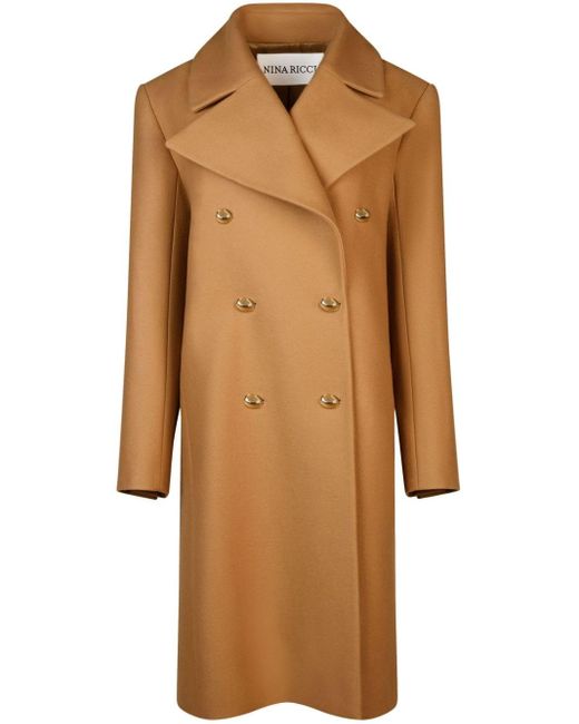 Abrigo largo con doble botonadura Nina Ricci de color Brown