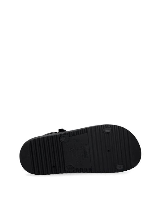 Melissa Black Logo-Print Touch-Strap Sandals