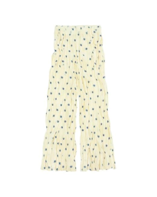 GONGDID DESIGN White Floral Palazzo Pants