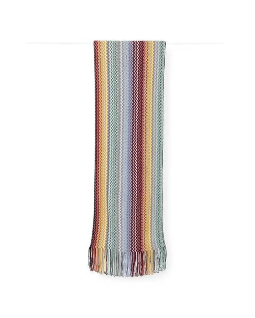 Missoni White Zig-Zag-Knit Fringed Scarf