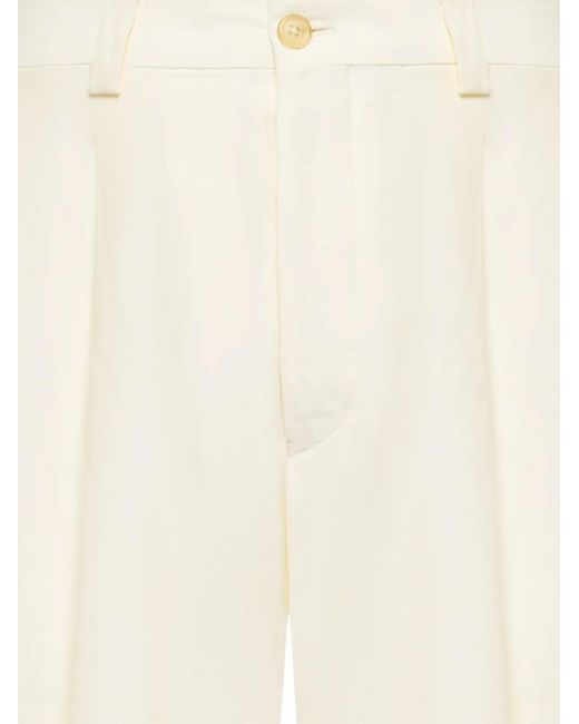 Laneus White Buttoned Flap-Pocket Shorts for men