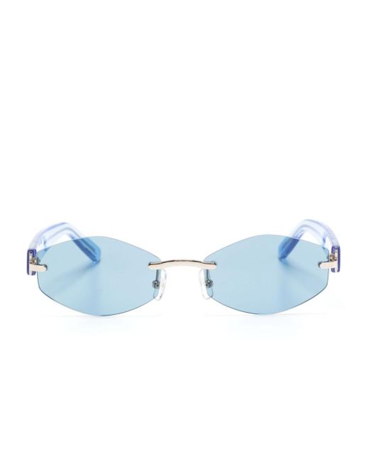 Gcds Blue Frameless Geometric-shape Sunglasses for men