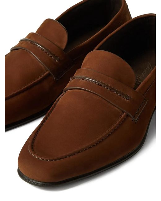 Zegna Brown Leather Loafers for men