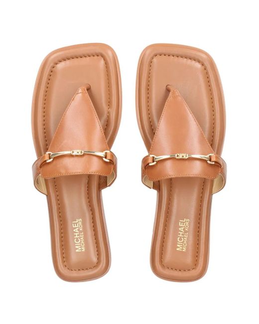 MICHAEL Michael Kors Brown Logo-Plaque Flip-Flops