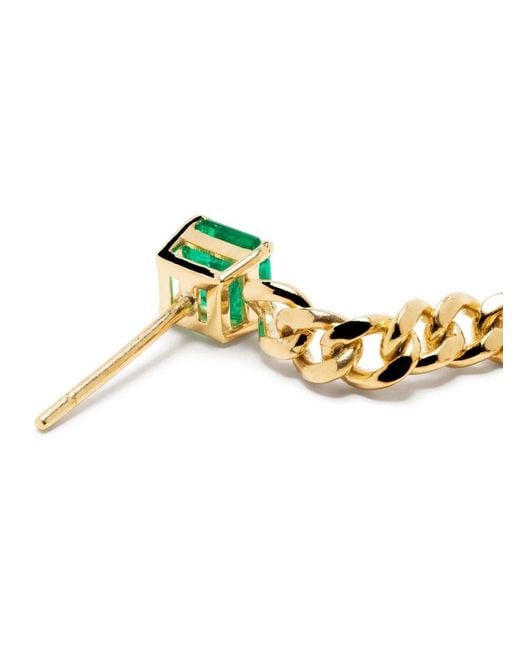 Anita Ko Metallic 18Kt Cuban Link Emerald Stud Earring
