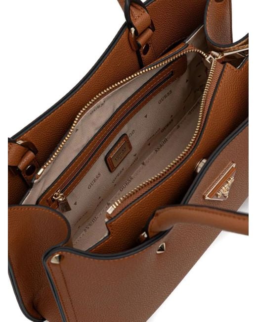 Guess Brown Logo-Plaque Shoulder Bag
