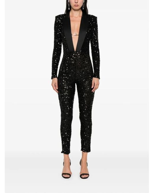 Elisabetta Franchi Black Sequin-Embellished Jumpsuit