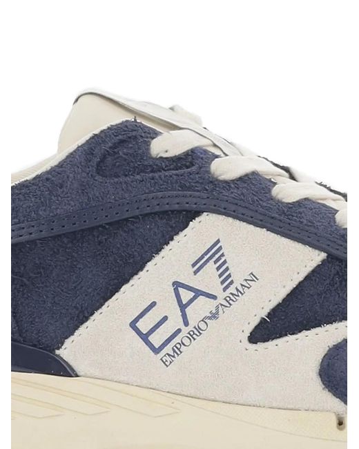 EA7 Blue Otg Low-Top Leather Sneakers for men