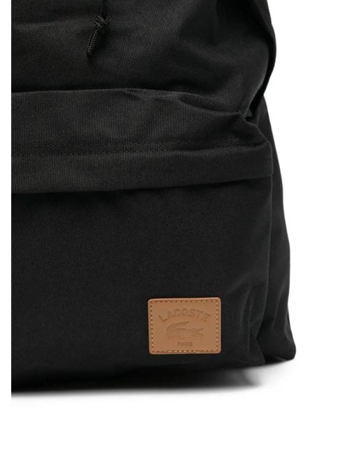 Lacoste Black Logo-Patch Backpack for men