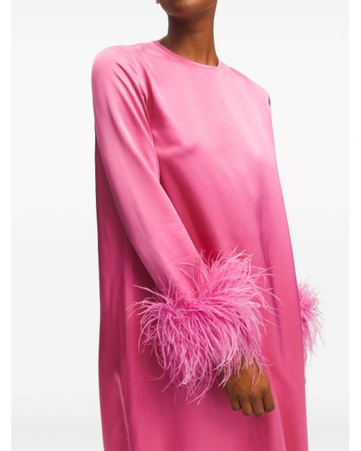 Sleeper Pink Suzi Detachable Feather-cuffs Maxi Dress
