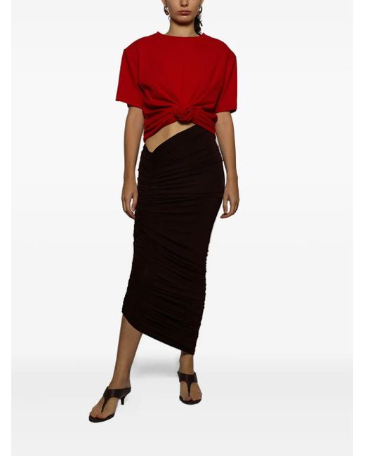 Magda Butrym Purple Ruched Midi Skirt