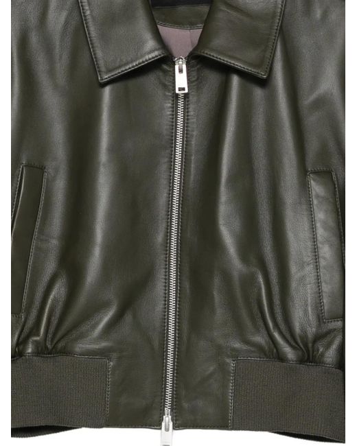 Arma Green Desy Leather Bomber Jacket