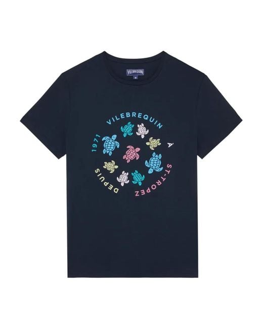 Vilebrequin Blue Crew-Neck Cotton T-Shirt for men