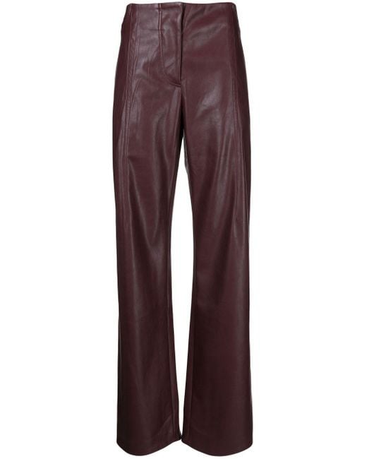 ANOUKI Faux-leather Wide-leg Pants in Red | Lyst Canada
