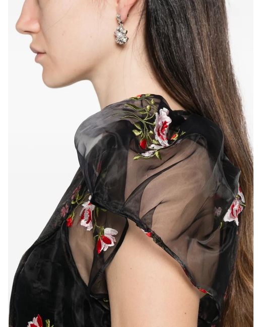 Simone Rocha Black Puff-Sleeve Patchwork Dress