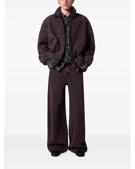 MSGM Brown Logo-Patch Bouclé Jacket for men