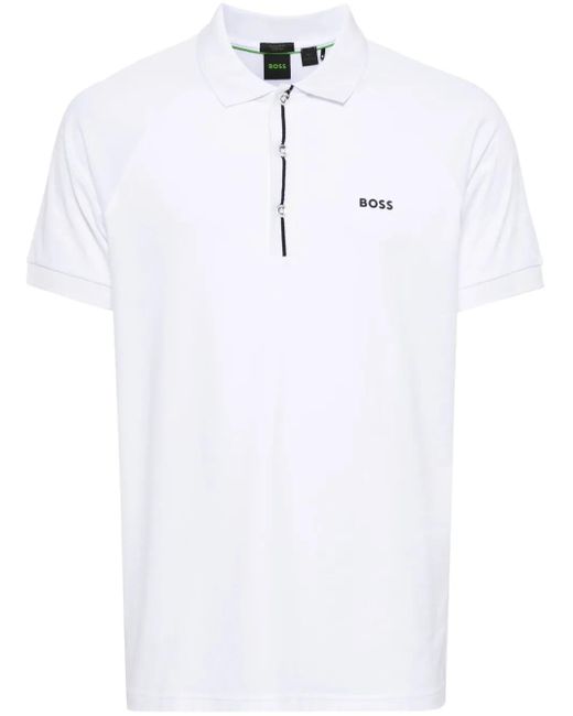 Polo Con Inserto A Contrasto di Boss in White da Uomo