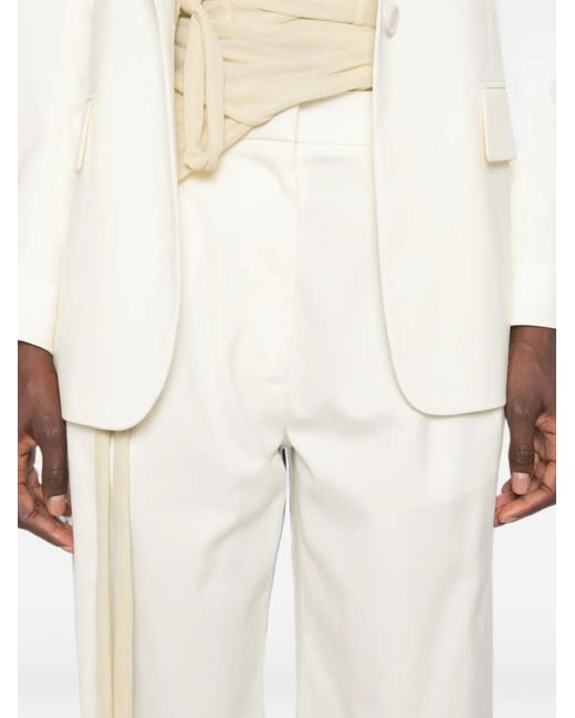 Lardini White Pleat-Detail Wide-Leg Trousers