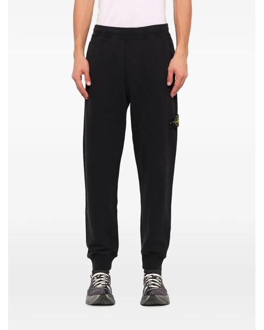Stone Island Black 6200012 Brushed Organic Cotton Fleece Joggers for men