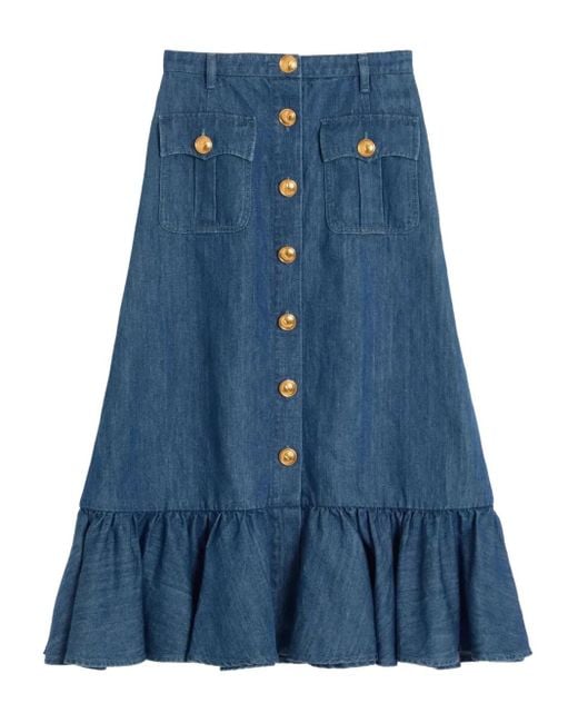 スカート VALENTINO Valentino Garavani denim skirt (B3DD18L94C 558) Valentino Garavani Lightweight Denim Skirt in Blue | Lyst