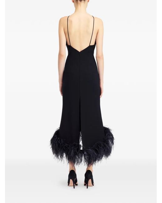 16Arlington Black Ade Feather Midi Dress