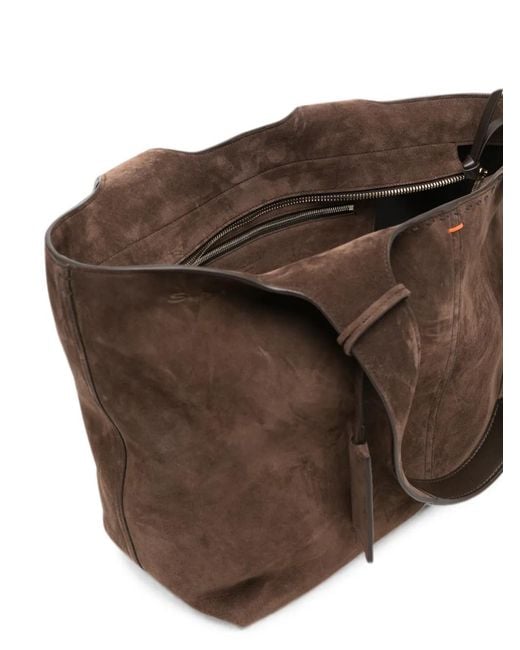 Santoni Brown Suede Tote Bag