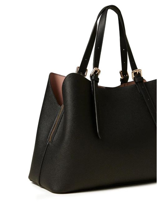 Twinset Black Buckled-Strap Tote Bag