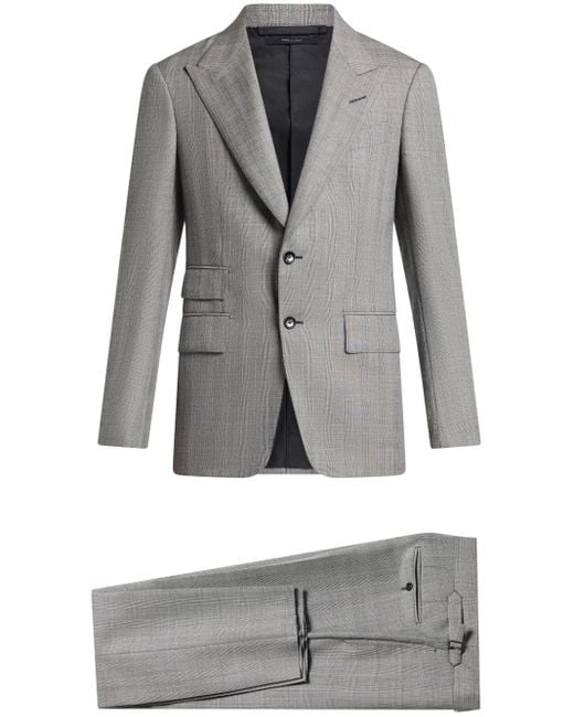 Tom Ford Gray Check-pattern Single-breasted Suit for men