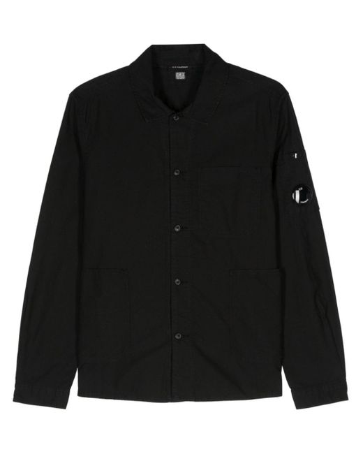 C P Company Black Lens-appliqué Cotton Shirt for men
