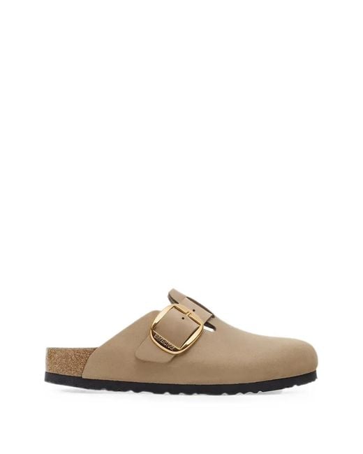 Birkenstock White Boston Buckle-Fastening Mules
