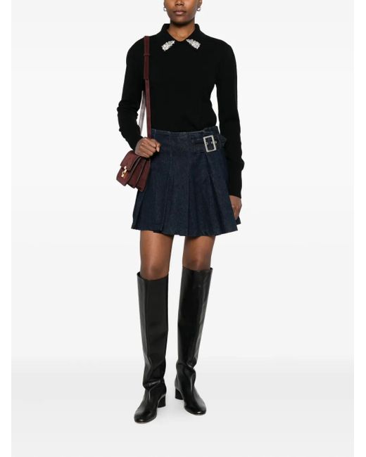 La Petite Robe Di Chiara Boni Black Crystal-Embellished Sweater