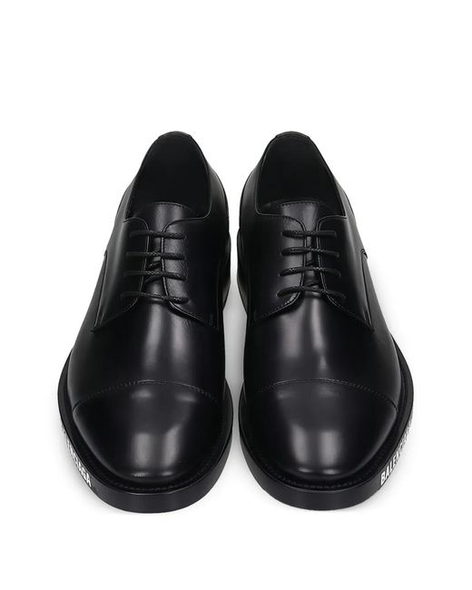 Balenciaga Black Logo-Print Derby Shoes for men
