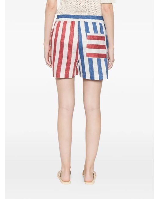 SUSANNA BLU White Striped Drawstring Shorts