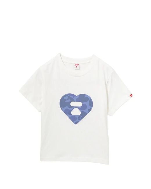 AAPE BY A BATHING AP White Logo-Print Crew Neck T-Shirt