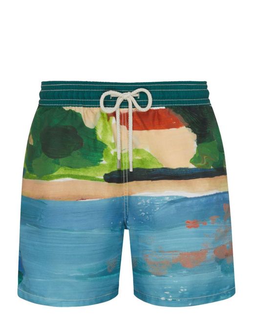 Vilebrequin Blue Moorea Abstract-pattern Print Swim Shorts for men