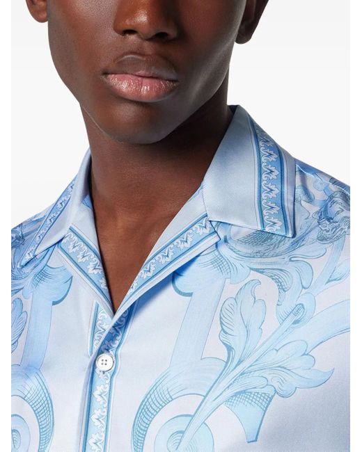 Versace Hemd Mit Barocco-Print in Blue für Herren