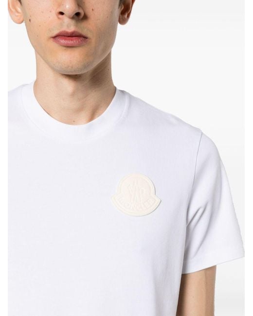 Moncler T-Shirt mit Logo-Patch in White für Herren