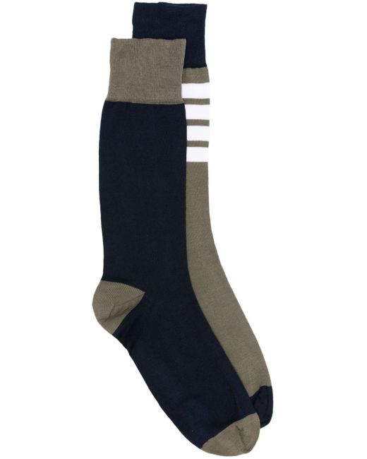 Thom Browne Blue 4-bar Colour-block Socks for men