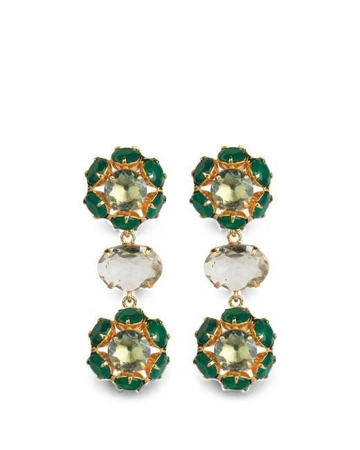 Bounkit Green Odessa Amethyst Onyx Earrings