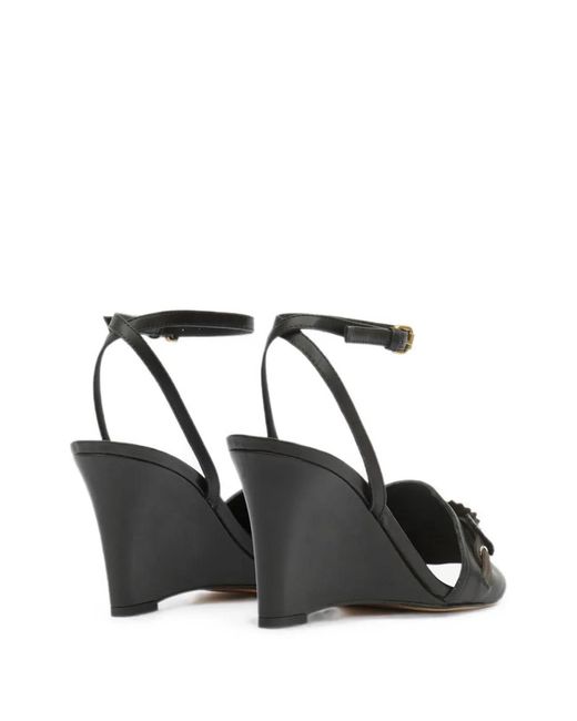 Isabel Marant White Anerya Floral-Appliqué Wedge Sandals