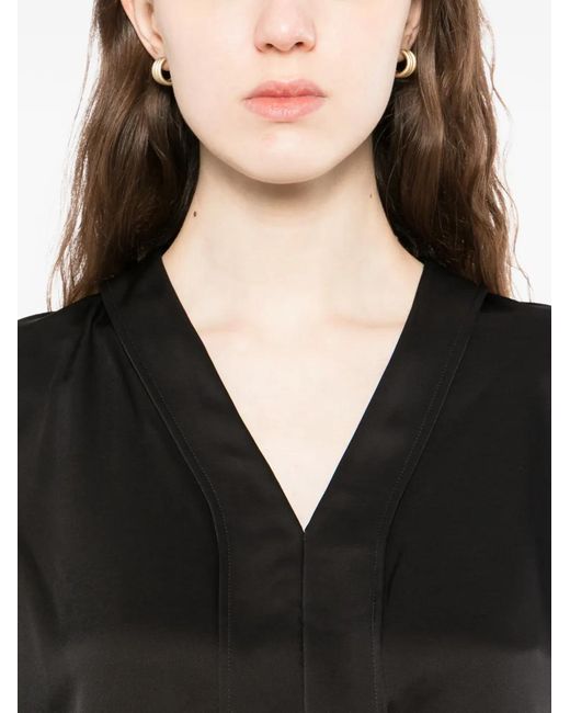 Theory Black Seam Satin Blouse