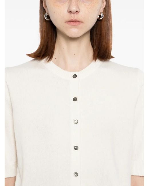 N.Peal Cashmere White Cashmere Short-Sleeves Cardigan