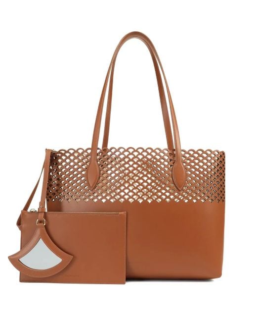 Sergio Rossi Brown Sac Cabas Mermaid À Détails Festonnés