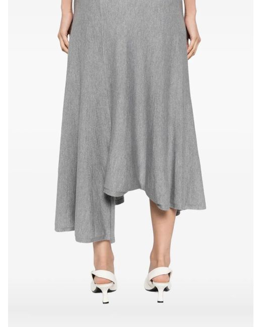 Khaite Gray Wool Midi Skirt