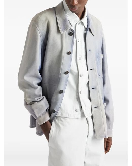 Prada Gray Suede Caban Jacket for men