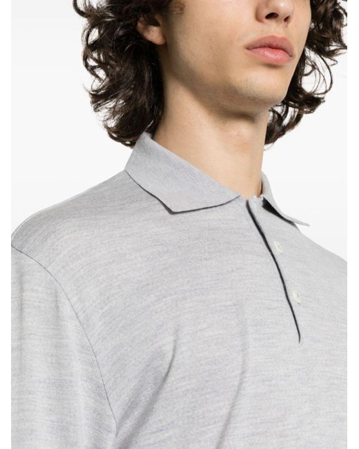 Eleventy White Mélange Long-sleeve Polo Shirt for men