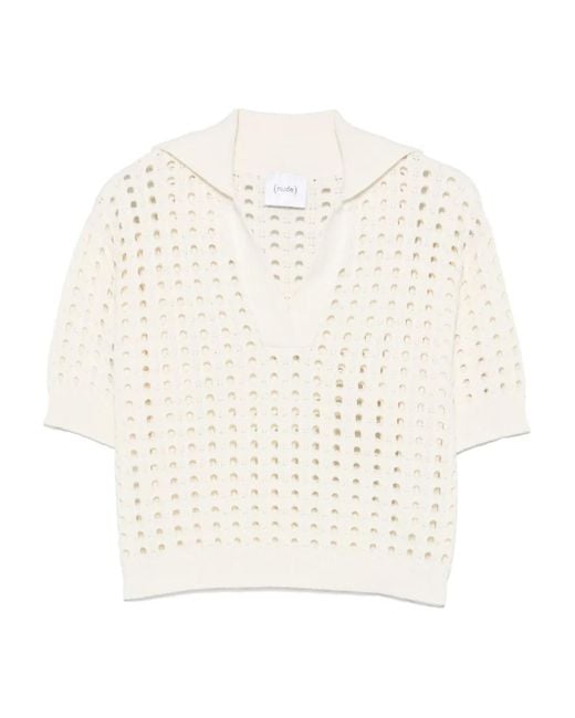 Nude White Open-Knit T-Shirt