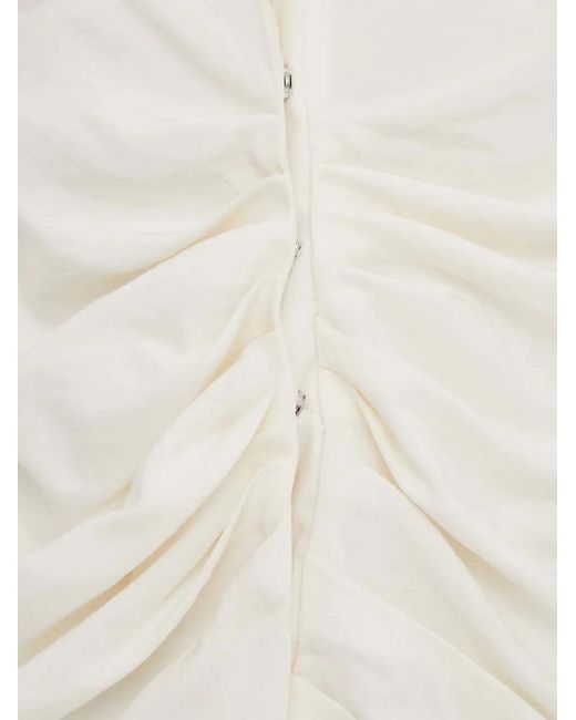 Sisley White Ruched Long-Sleeve Blouse